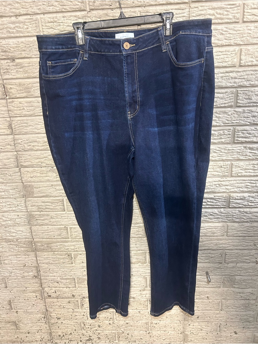 Plus Size High Rise Ankle Slim Straight Dark Wash Size 24 Vervet Blue Stretch